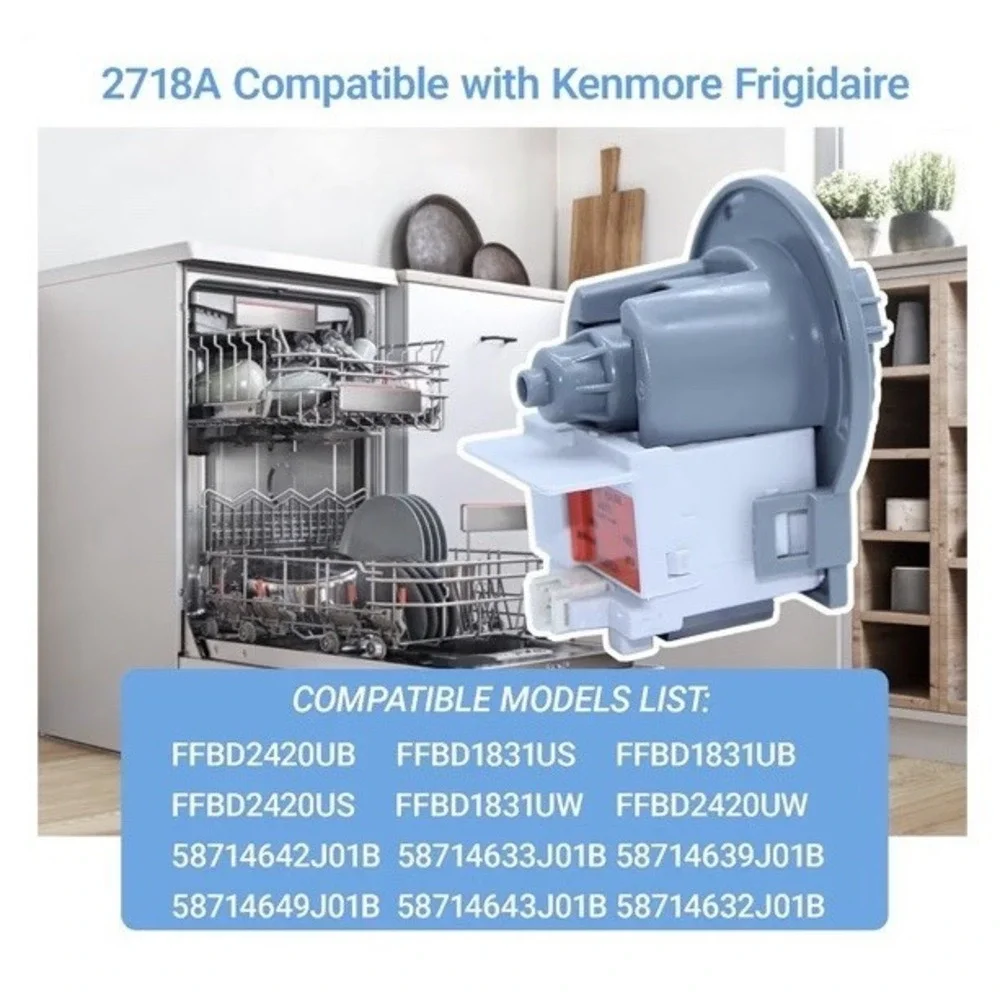 2718A 5304519271 Dishwasher Drain Pump Assembly‎ for Frigidaire Kenmore US